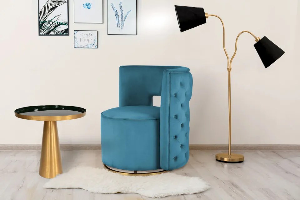 Masuta de cafea rotunda din metal Morrison 51x51x50 cm verde inchis/auriu