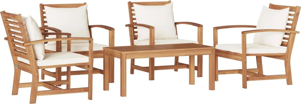 vidaXL Set de canapele pentru grădină 5 pcs natural Lemn solid de tec