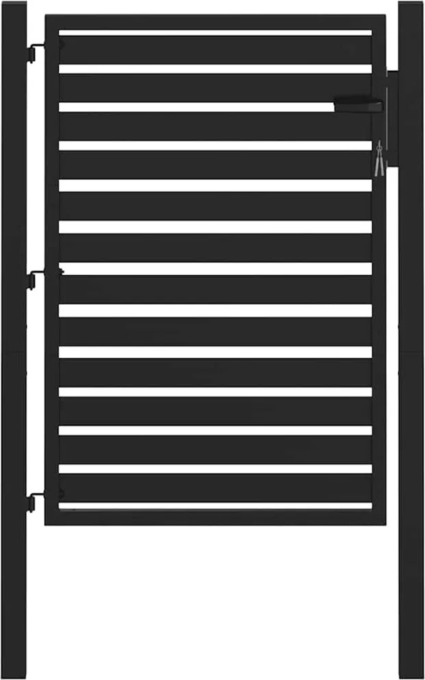 vidaXL Poarta de gradina incuiabil neagra 100x120 cm aluminiu