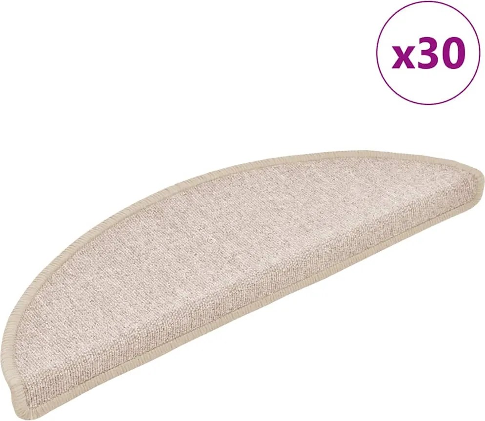 vidaXL Covorașe scări, 30 buc., 56x17x3 cm, semirotunde, gri taupe