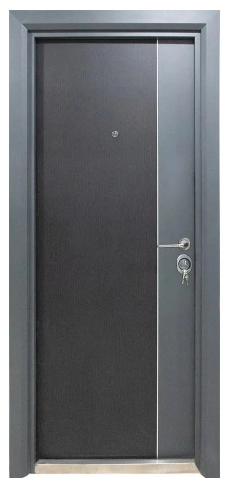 Usa metalica de exterior cu izolatie si vizor Novo Doors NDFC10001 ,deschidere stanga dreapta, 1 yala, dimensiuni multiple,tabla 12 mm, balamale si