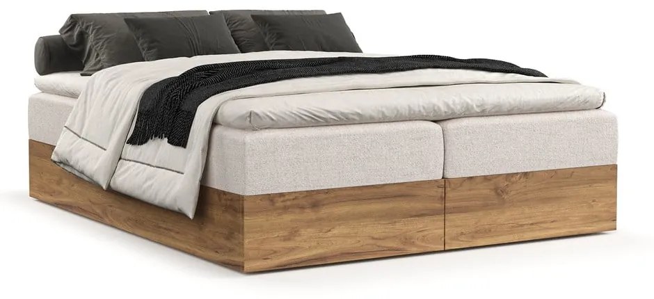 Pat boxspring bej/în culoare naturală cu spațiu de depozitare 180x200 cm Faro – Maison de Rêve