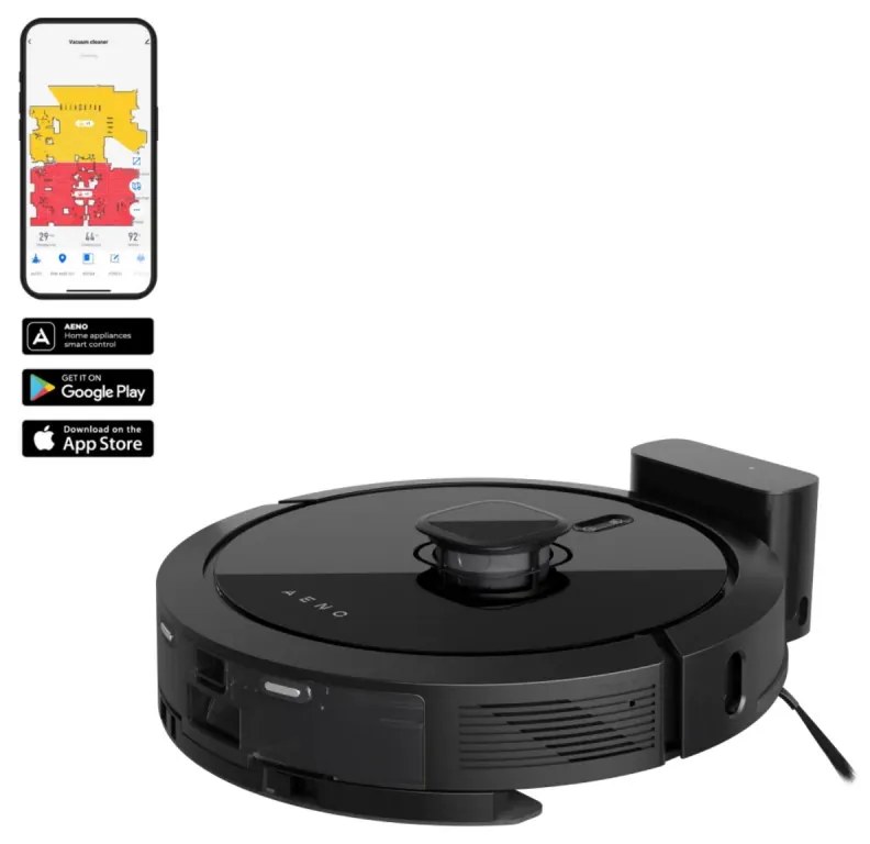 Aspirator robotic AENO ARC0007S, 4000Pa, 5200 mAh, 300 m2, Cartografiere, Wi-Fi, Comenzi vocale, Autonomie până la 250 min, Negru
