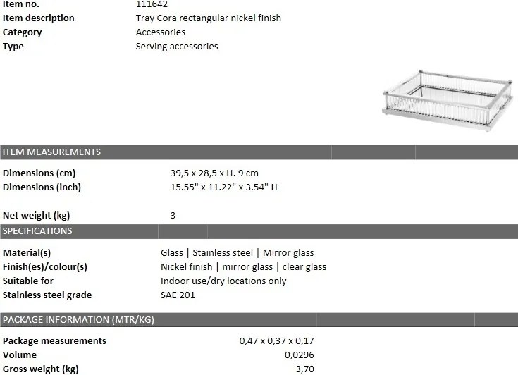 Tava design LUX Cora Rectangular, nickel 111642 HZ