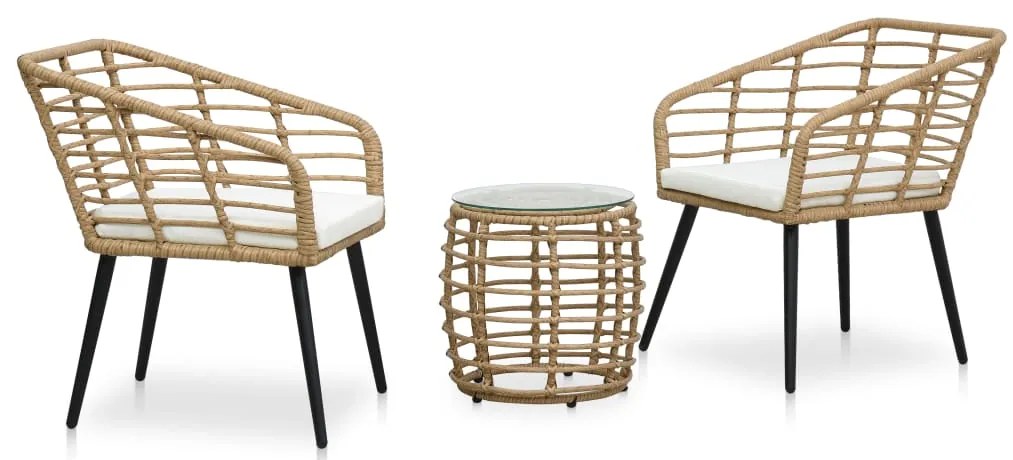 vidaXL Set mobilier de bistro, 3 piese, stejar, poliratan