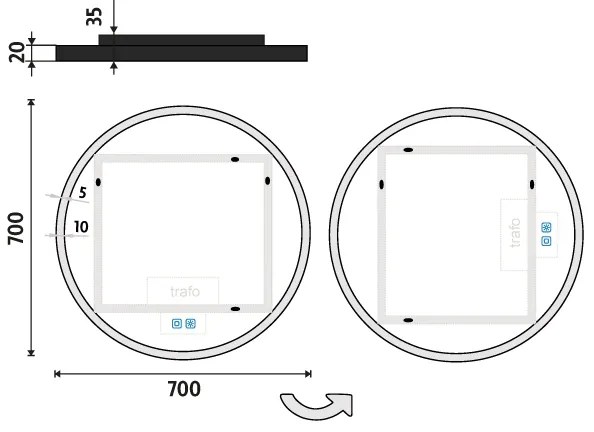 Oglindă LED petru baie NIMCO ZPC 28001RVX-90 3000-6500K d. 70 cm IP44