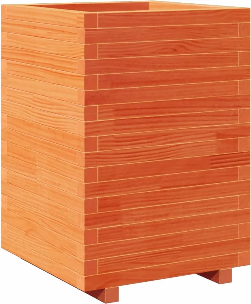 vidaXL Jardinieră de grădină, maro ceruit 50x50x72,5 cm lemn masiv pin