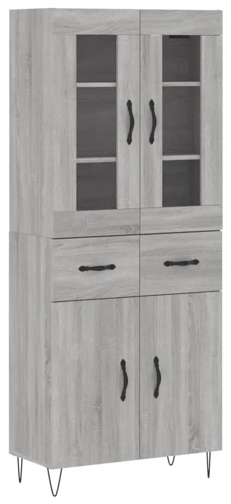 3198567 vidaXL Dulap înalt, gri sonoma, 69,5x34x180 cm, lemn compozit