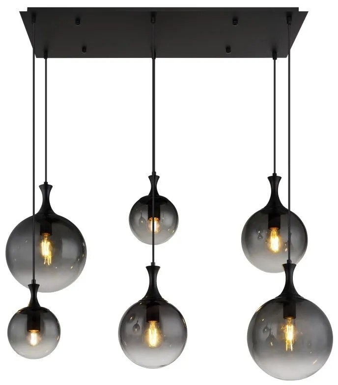 Lustra suspendata design modern DALTON 6L negru/fumuriu