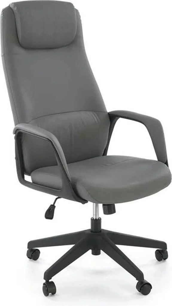 Scaun birou RAZOR, gri/negru, piele ecologica, 66x73x116-124 cm