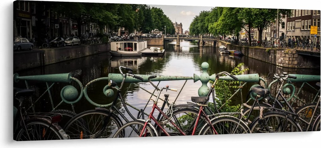 Tablou cu bicicleta în oraș (120x50 cm)