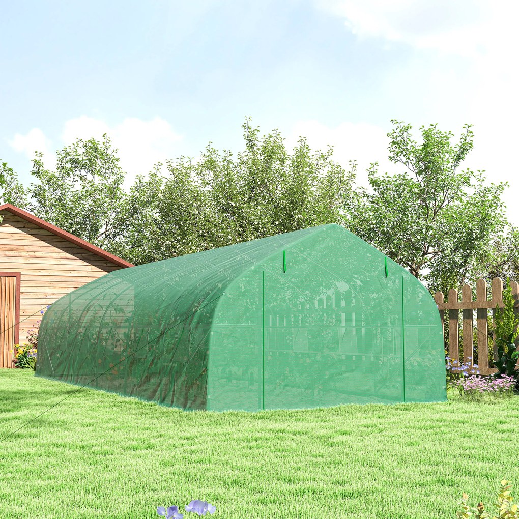 Outsunny Sera gradina, tip tunel, sera pentru plante, legume, fructe si structura din otel, Verde | Aosom Romania