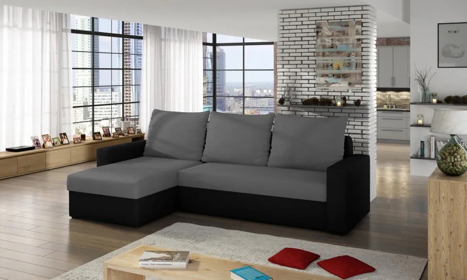 Coltar extensibil cu spatiu pentru depozitare, 237x90x150 cm, Livio 01. Eltap (Culoare: Bej / Maro)