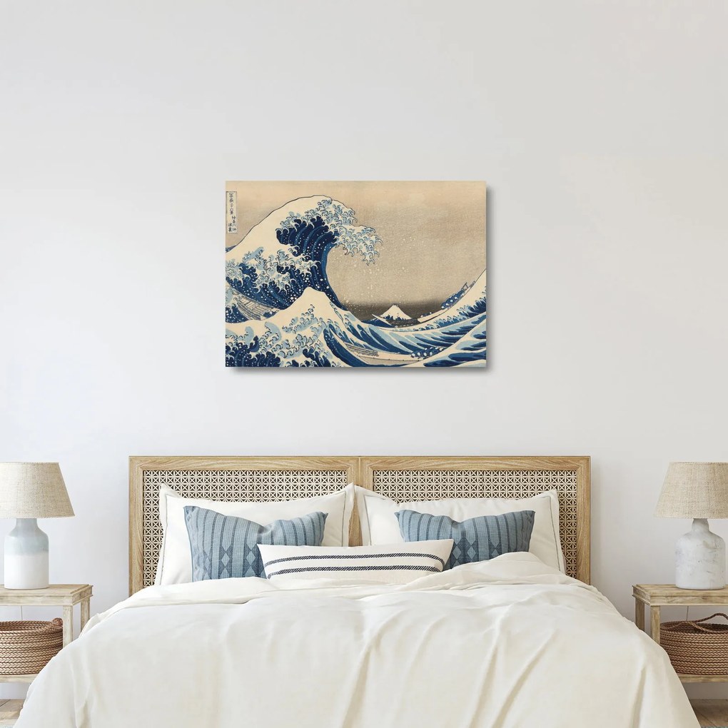 Tablou pe sticlă - Katsushika Hokusai, Under the Wave off Kanagawa, reproducere (70x50 cm)