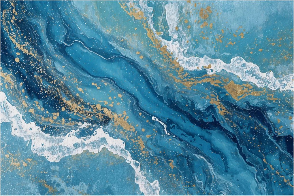 Tablou - Marmură bleu cu aur II. (90x60 cm)