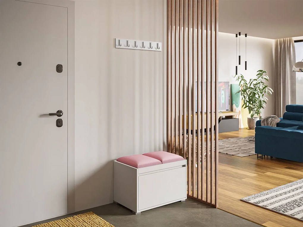 Mobilier pentru hol Kendora 60 + 2 buc. panouri tapițate de perete Pag 30x30 (Alb) (Manila 09). 1059465