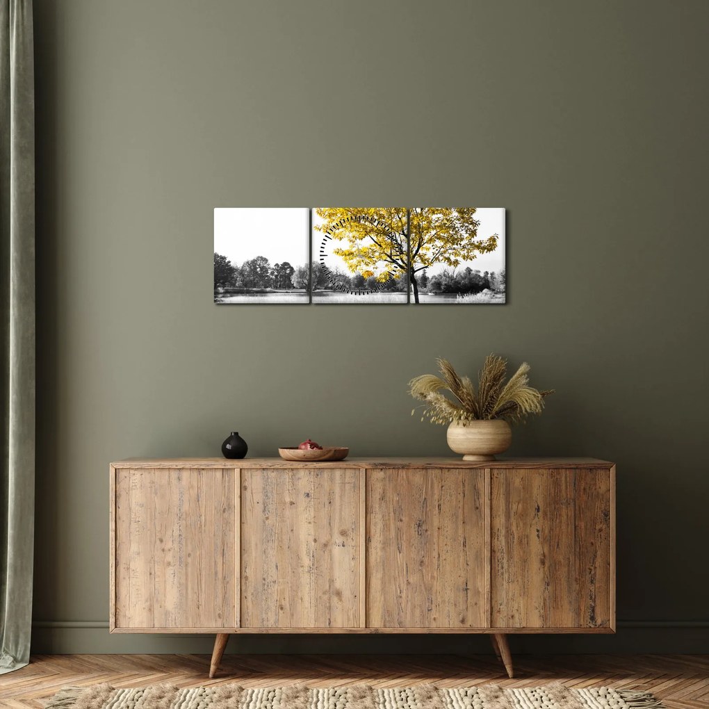 Tablou - relaxare în parc (cu ceas) (90x30 cm)