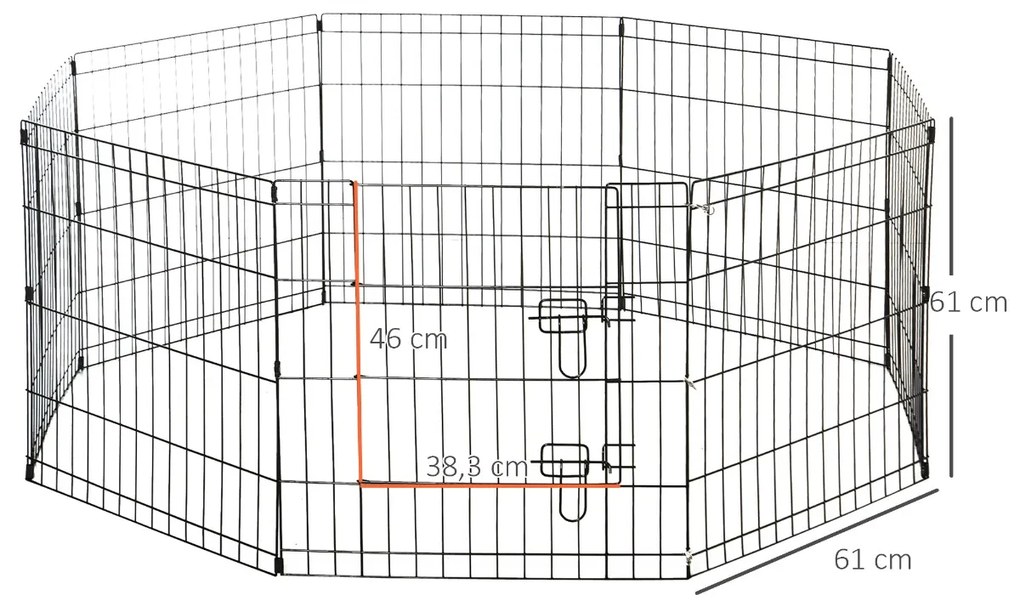 Tarc tip plasa pentru animale PawHut, 8 bucati 61x61cm, negru | AOSOM RO
