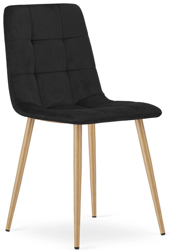 Scaun Bucatarie/Dining Jacob Negru Catifea Picioare Metalice Finisaj Lemn