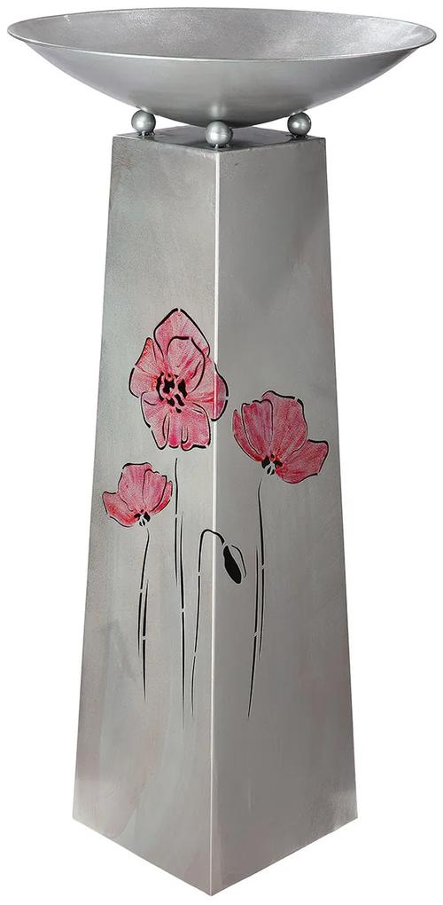 Suport flori Poppy, metal, gri roz, 102x50 cm