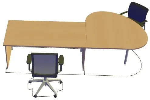 Birou de birou 120 x 120 cm, ProOffice A, stânga, pară sălbatică