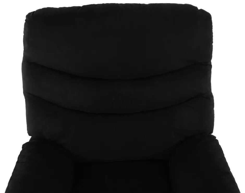 Fotoliu reglabil masaj, material textil catifea negru, LAMBERT