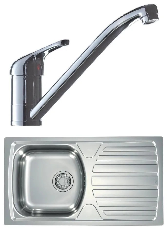 ALVEUS SETA259 - Chiuvetă de bucătărie BASIC+baterie pentru chiuvetă RIVIERA, 14,8 cm satinat/crom