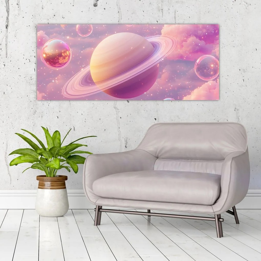 Tablou - Planetă roz (120x50 cm)