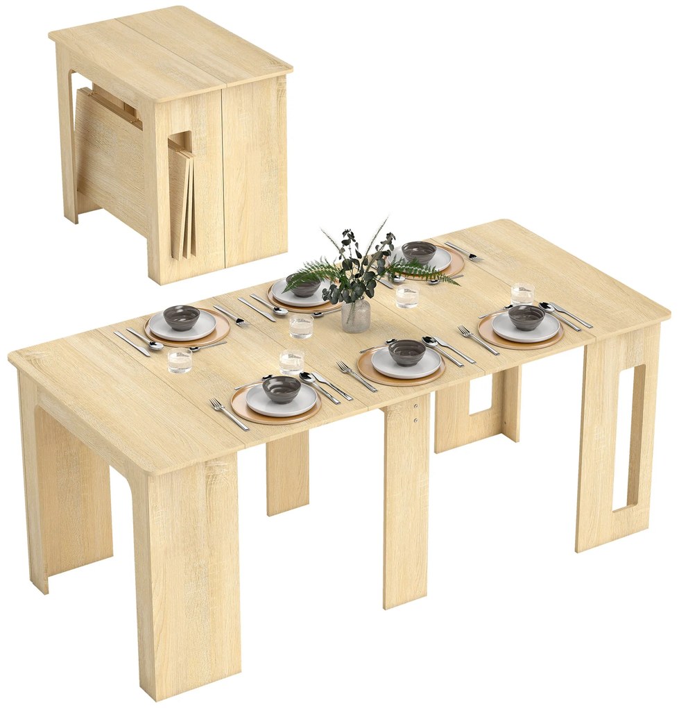 HOMCOM Masă de dining, masă pliantă, masă extensibilă pentru bucătărie, masă pentru sufragerie, PAL, 60-180 x 85 x 75 cm, natural | Aosom Romania