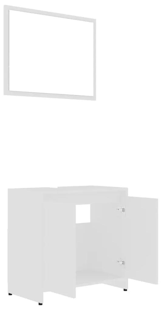 Set mobilier de baie, 4 piese, alb, PAL Alb, 1