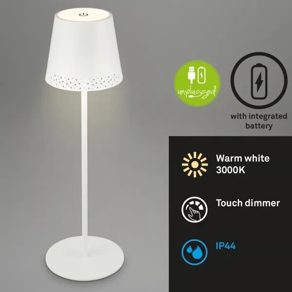 Brilo - Lampă de birou LED reîncărcabilă cu control tactil KIKI LED/2,6W/5V IP44 2600 mAh albă
