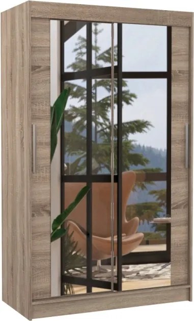 Dulap cu usi glisante si oglinda 120x200 cm, Tibago, ADRK Furniture (Culoare: Trufă)