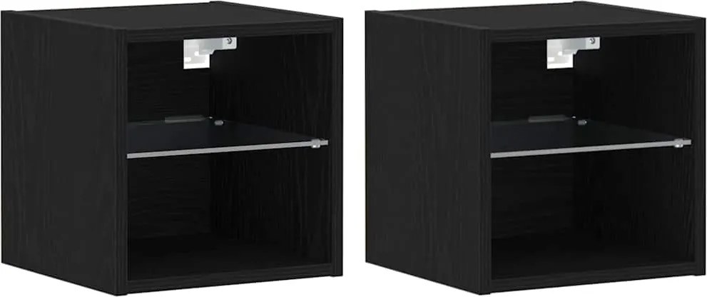 vidaXL Șifonier LED de perete pentru lămpă de noapte cu Negru