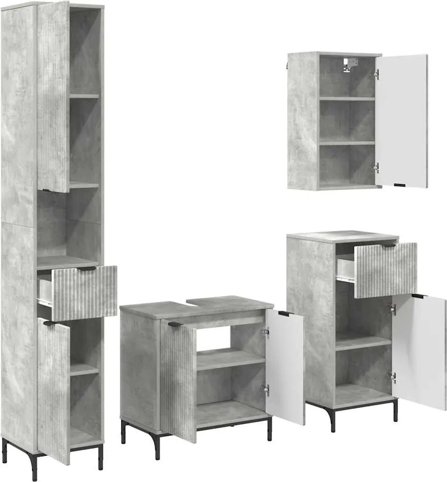 vidaXL Set de mobilier pentru baie cu sertar Pe perete Gri din beton