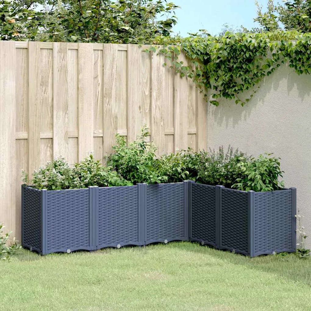 vidaXL Jardinieră de grădină, albastru gri, 160x120x53 cm, PP