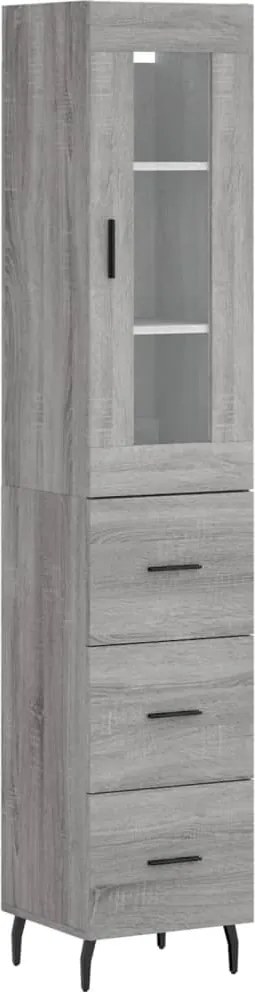 vidaXL Dulap înalt, gri sonoma, 34,5x34x180 cm, lemn prelucrat