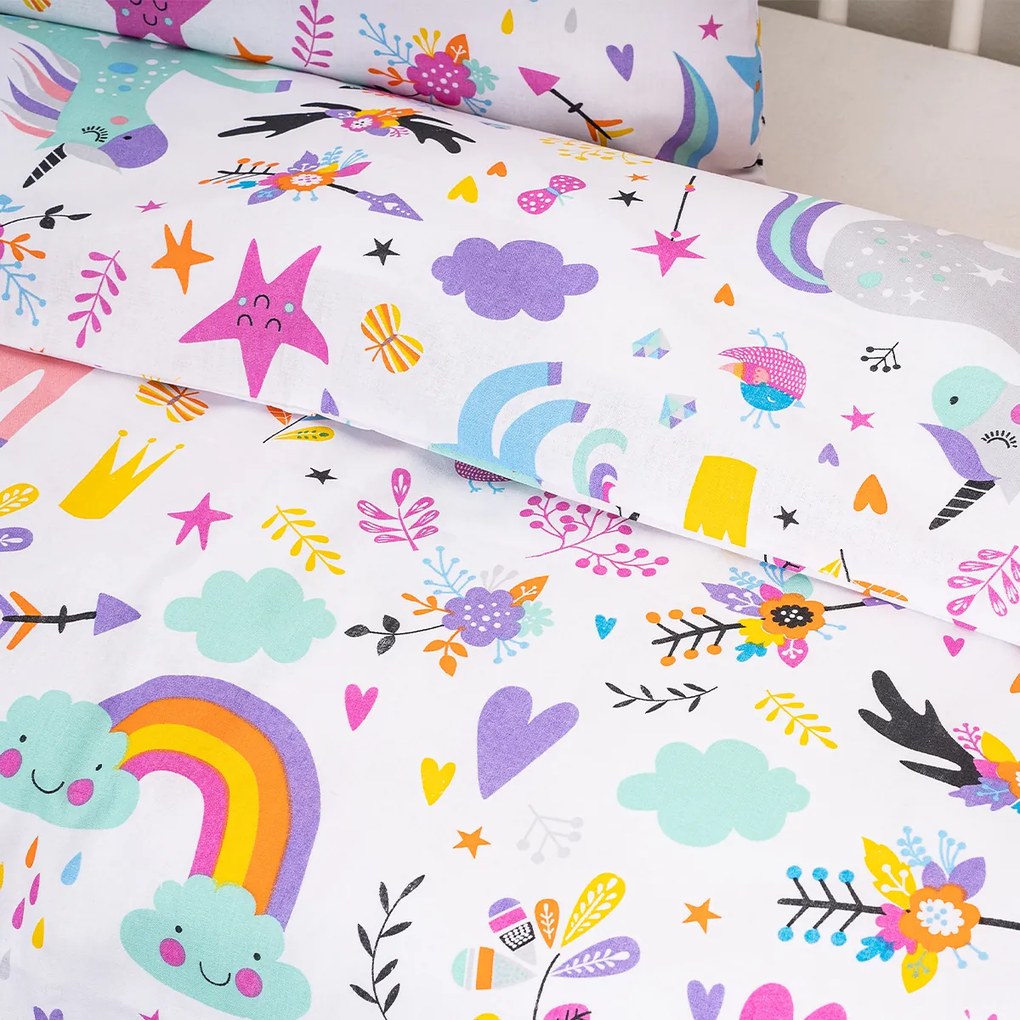 Lenjerie de pat de bumbac pentru pătuț 4Home  Unicorns, 100 x 135 cm, 40 x 60 cm, 100 x 135 cm, 40 x 60 cm