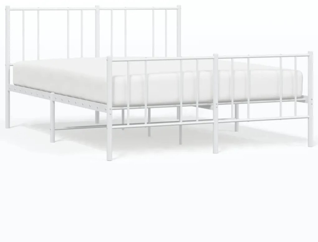 352545 vidaXL Cadru de pat metalic cu tăblie, alb, 120x200 cm