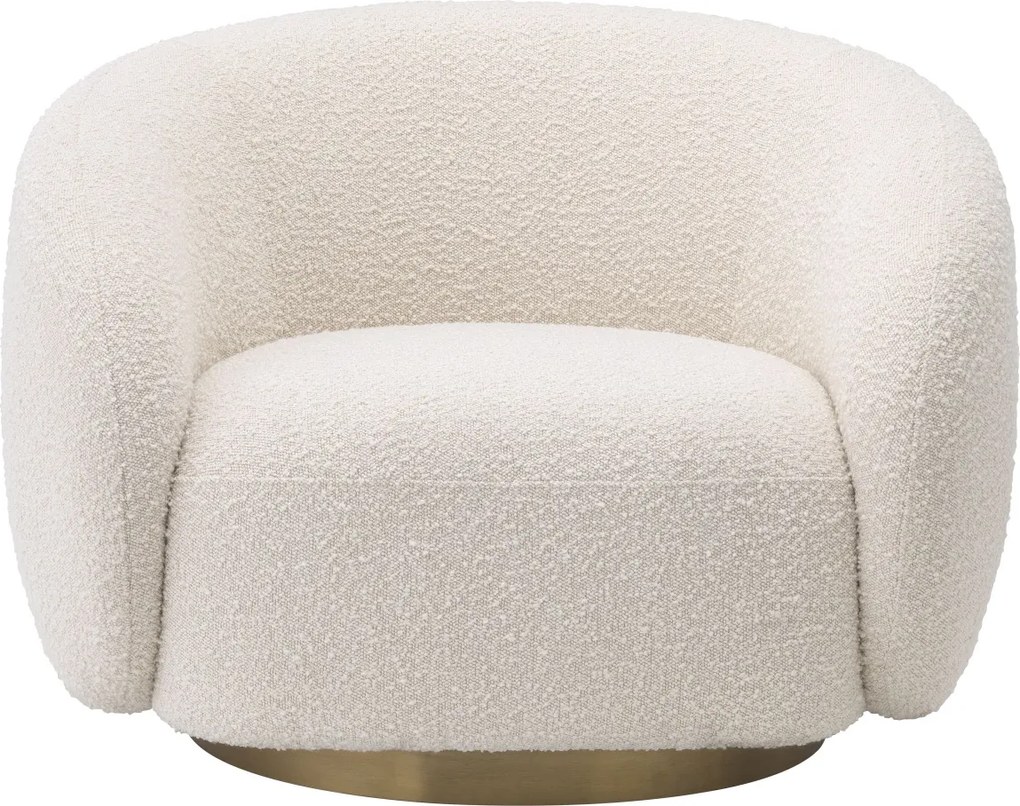 Fotoliu pivotant design elegant LUX Brice, bouclé cream 114429 HZ
