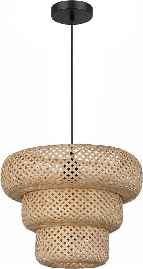 Lustră suspendată pe cablu TULUM 1xE27/15W/230V Ø 35 cm din bambus