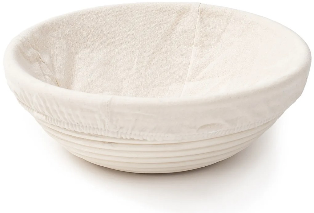 HOME ELEMENTS Coș rotund cu inserție din țesătură,25 x 8,5 cm