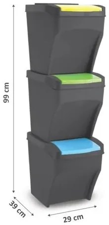 Set coșuri de gunoi sortat Recykle BIN 3x 25 l