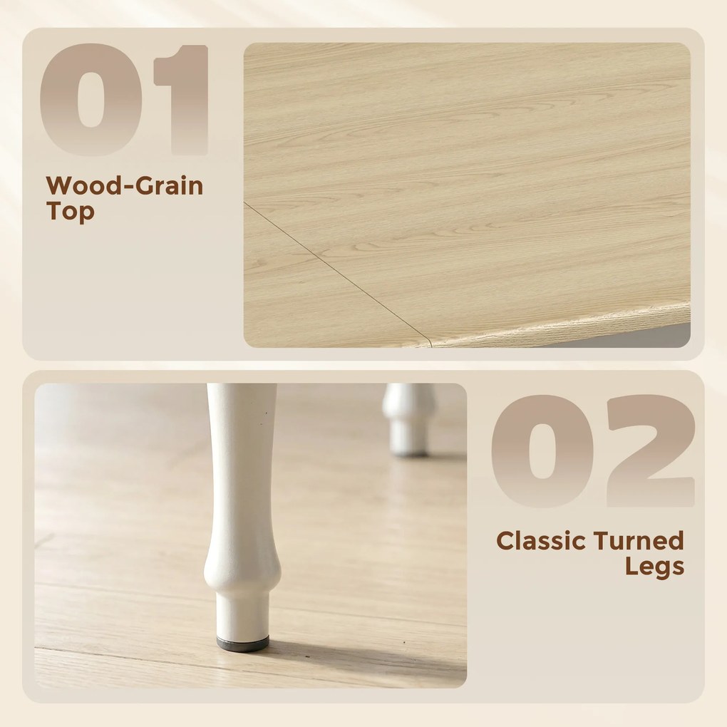 HOMCOM Masă Pliabilă pentru 2-6 Persoane, Extensibilă, Efect de Lemn, Finisaj Natural | Aosom Romania