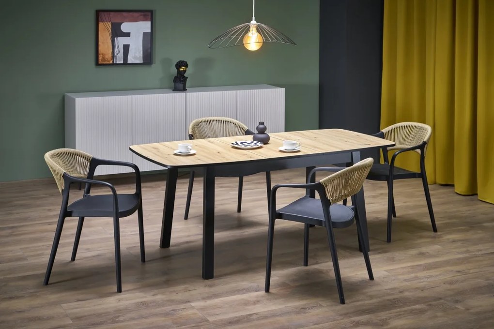 Masa extensibila Barril stejar artizan/negru L130-170 cm
