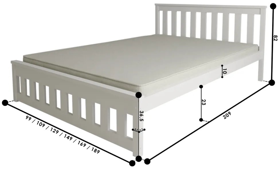 Pat MAICA 90 x 200 cm, alba Saltele: Cu saltele Somnia 18 cm, Somiera pat: Cu lamele drepte