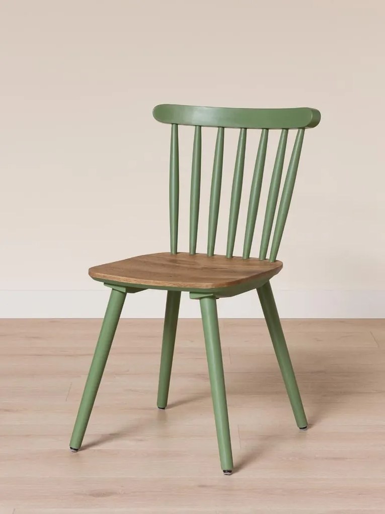 Scaun verde salvie din lemn de mango, "Paulin"