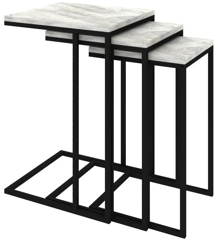 Set 3buc. măsuțe cafea Vudema (negru + cristal) . 1094343