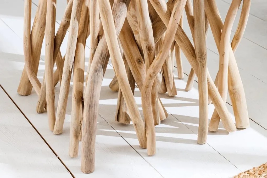 Masuta laterala, lemn de tec, design stilt, Driftwood 60cm