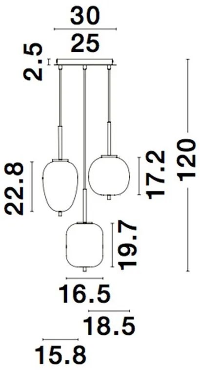 Lustra cu 3 pendule modern Lato negru