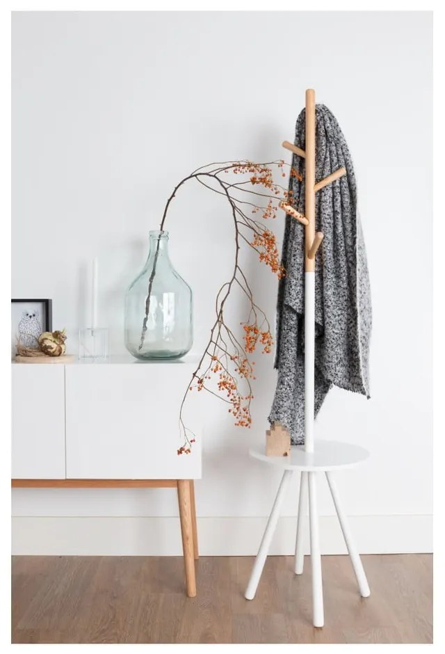 Cuier cu spațiu depozitare Zuiver Table Tree, alb